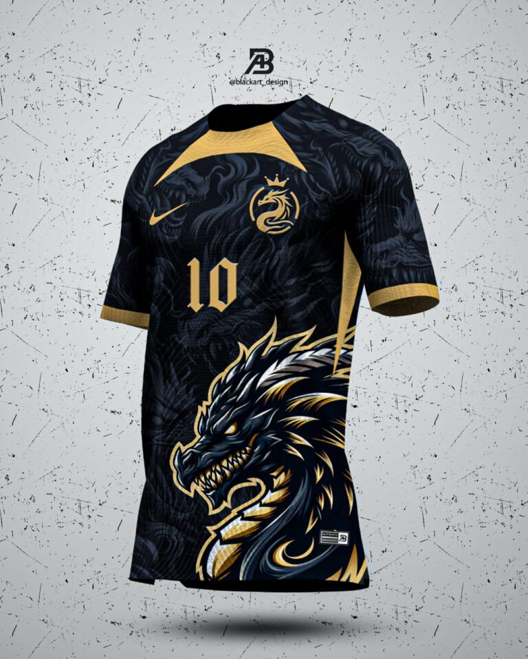 Camisa de Interclasse Dragão Dourado - Arte Vetor Sublimação CorelDRAW e PDF