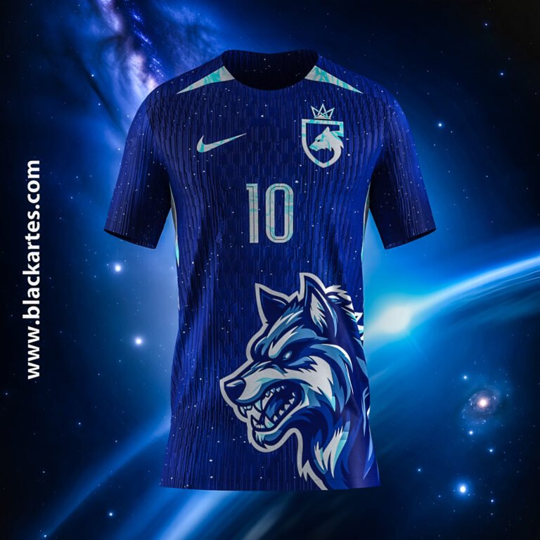 Camisa de Interclasse Lobo Alfa Azul - Arte Vetor Sublimação CorelDRAW e PDF