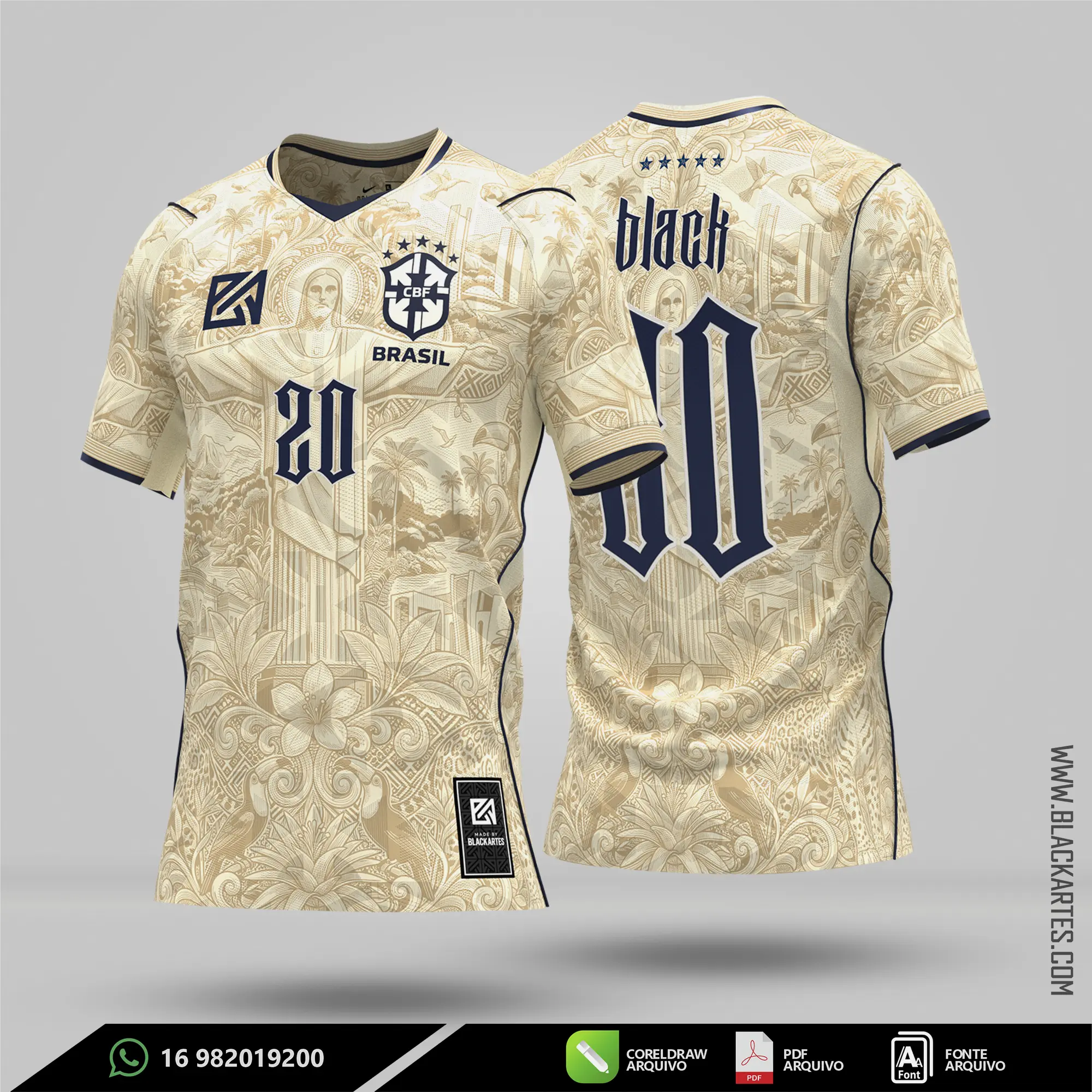 Camisa de Interclasse Brasil Concept Beje 2026 - Arte Vetor Sublimação CorelDRAW e PDF