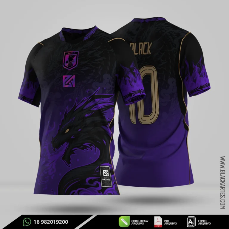 Camisa de Interclasse Dragão Roxo 2026 - Arte Vetor Sublimação CorelDRAW e PDF