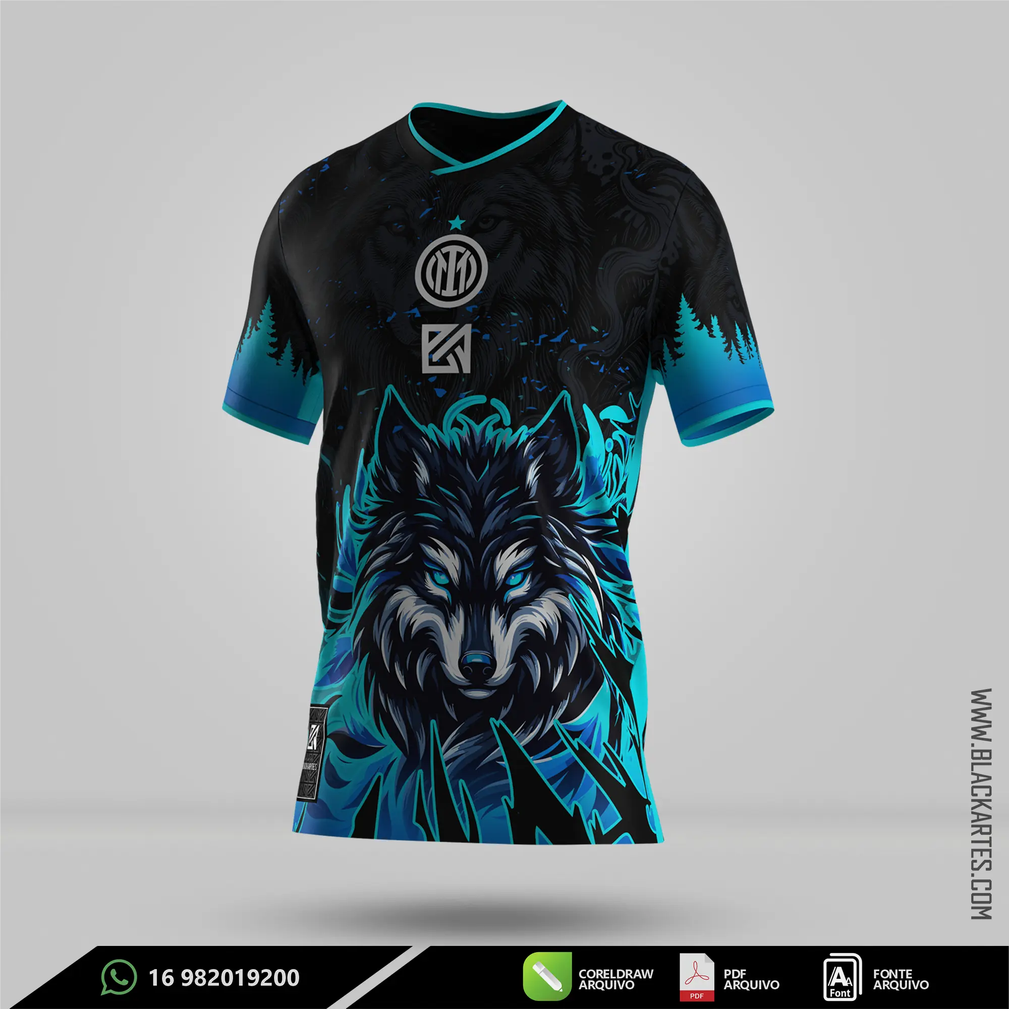 Camisa de Interclasse Lobo Azul 2026- Arte Vetor Sublimação CorelDRAW e PDF - miniatura 2